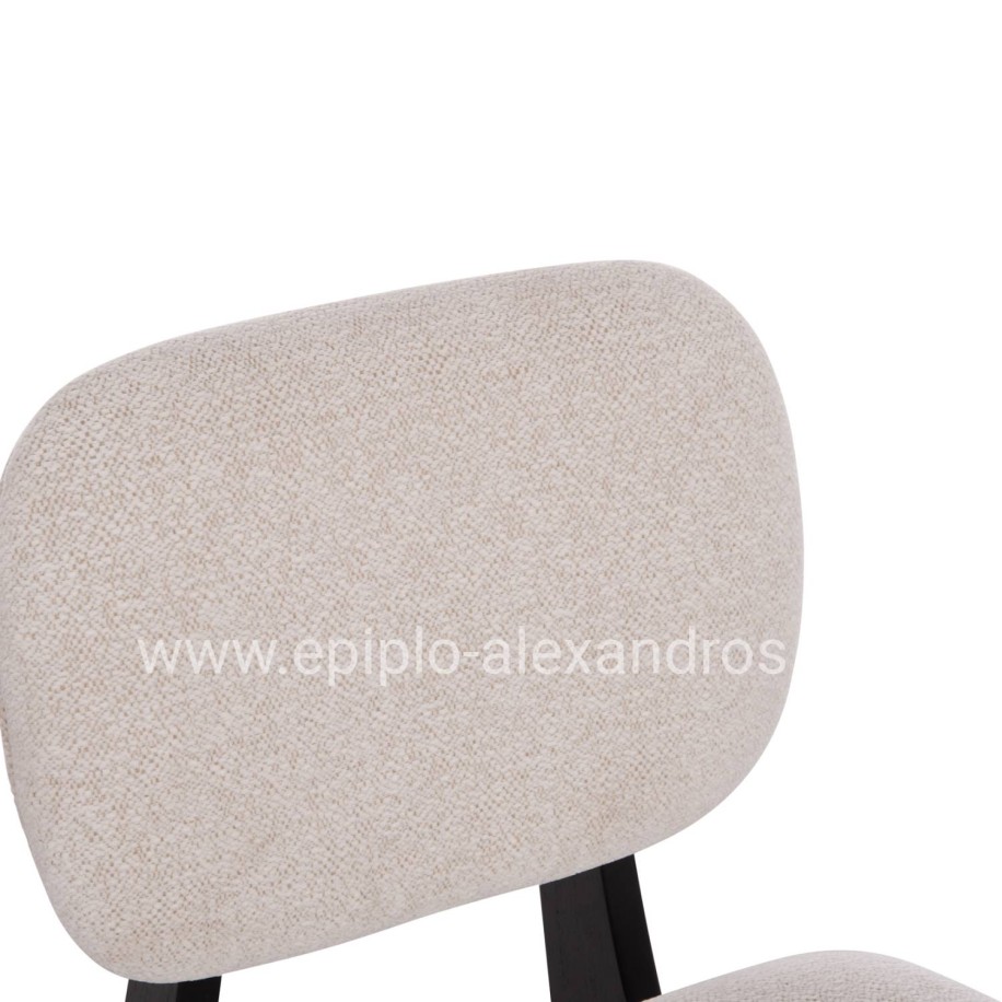 DINING CHAIR BELLISI HM18248.02 FABRIC IN CREAM WHITE-PLYWOOD IN BLACK 53x56x78Hcm.