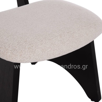 DINING CHAIR BELLISI HM18248.02 FABRIC IN CREAM WHITE-PLYWOOD IN BLACK 53x56x78Hcm.