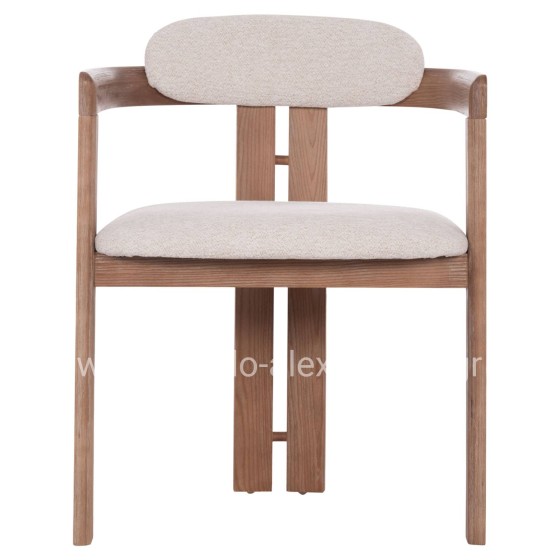 DINING CHAIR KALL HM18247.01 BEIGE FABRIC--MATTE WHITEWASH PLYWOOD 56x45x73Hcm.