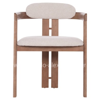 DINING CHAIR KALL HM18247.01 BEIGE FABRIC--MATTE WHITEWASH PLYWOOD 56x45x73Hcm.
