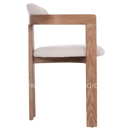 DINING CHAIR KALL HM18247.01 BEIGE FABRIC--MATTE WHITEWASH PLYWOOD 56x45x73Hcm.