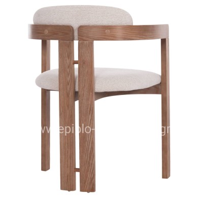 DINING CHAIR KALL HM18247.01 BEIGE FABRIC--MATTE WHITEWASH PLYWOOD 56x45x73Hcm.
