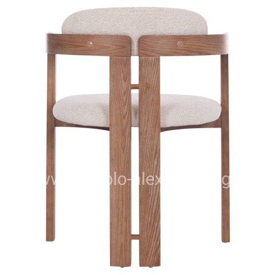 DINING CHAIR KALL HM18247.01 BEIGE FABRIC--MATTE WHITEWASH PLYWOOD 56x45x73Hcm.