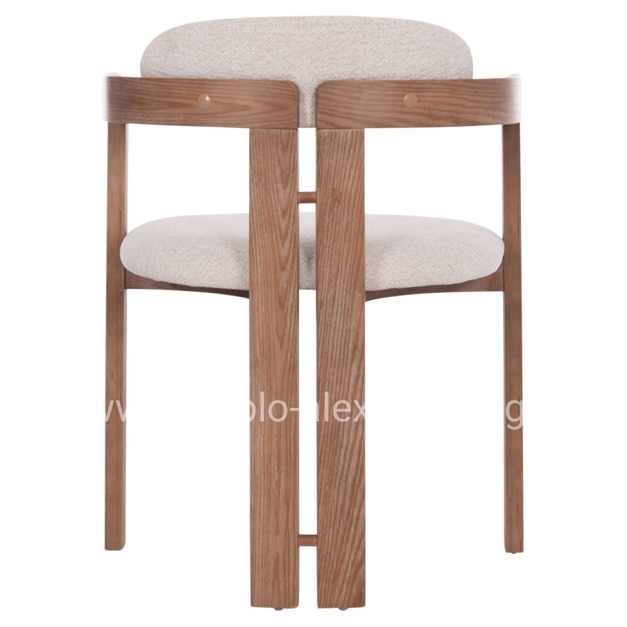 DINING CHAIR KALL HM18247.01 BEIGE FABRIC--MATTE WHITEWASH PLYWOOD 56x45x73Hcm.