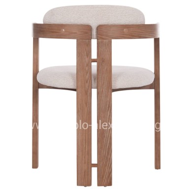 DINING CHAIR KALL HM18247.01 BEIGE FABRIC--MATTE WHITEWASH PLYWOOD 56x45x73Hcm.