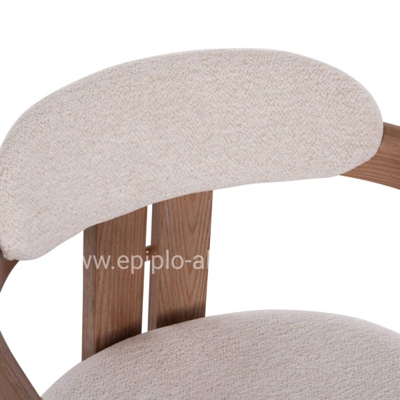 DINING CHAIR KALL HM18247.01 BEIGE FABRIC--MATTE WHITEWASH PLYWOOD 56x45x73Hcm.