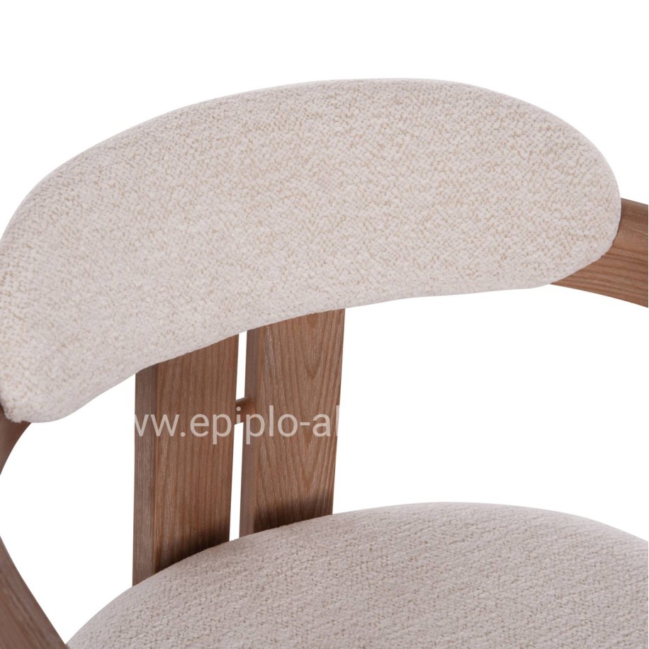 DINING CHAIR KALL HM18247.01 BEIGE FABRIC--MATTE WHITEWASH PLYWOOD 56x45x73Hcm.