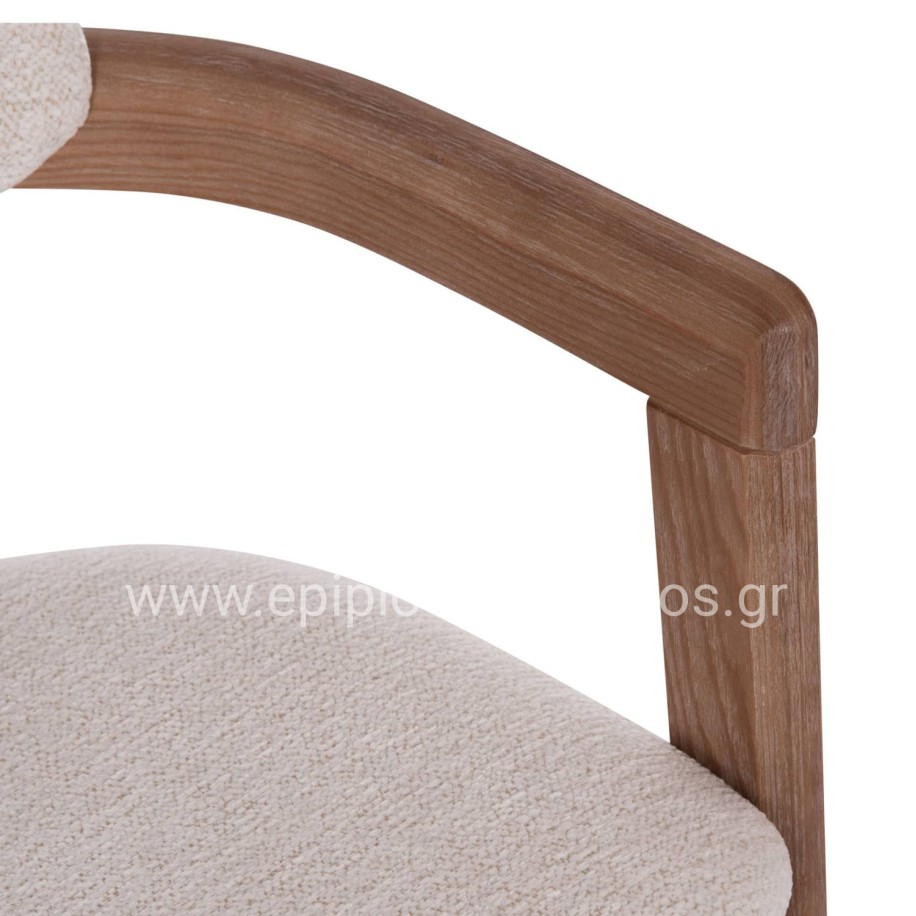 DINING CHAIR KALL HM18247.01 BEIGE FABRIC--MATTE WHITEWASH PLYWOOD 56x45x73Hcm.