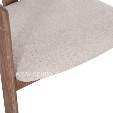 DINING CHAIR KALL HM18247.01 BEIGE FABRIC--MATTE WHITEWASH PLYWOOD 56x45x73Hcm.