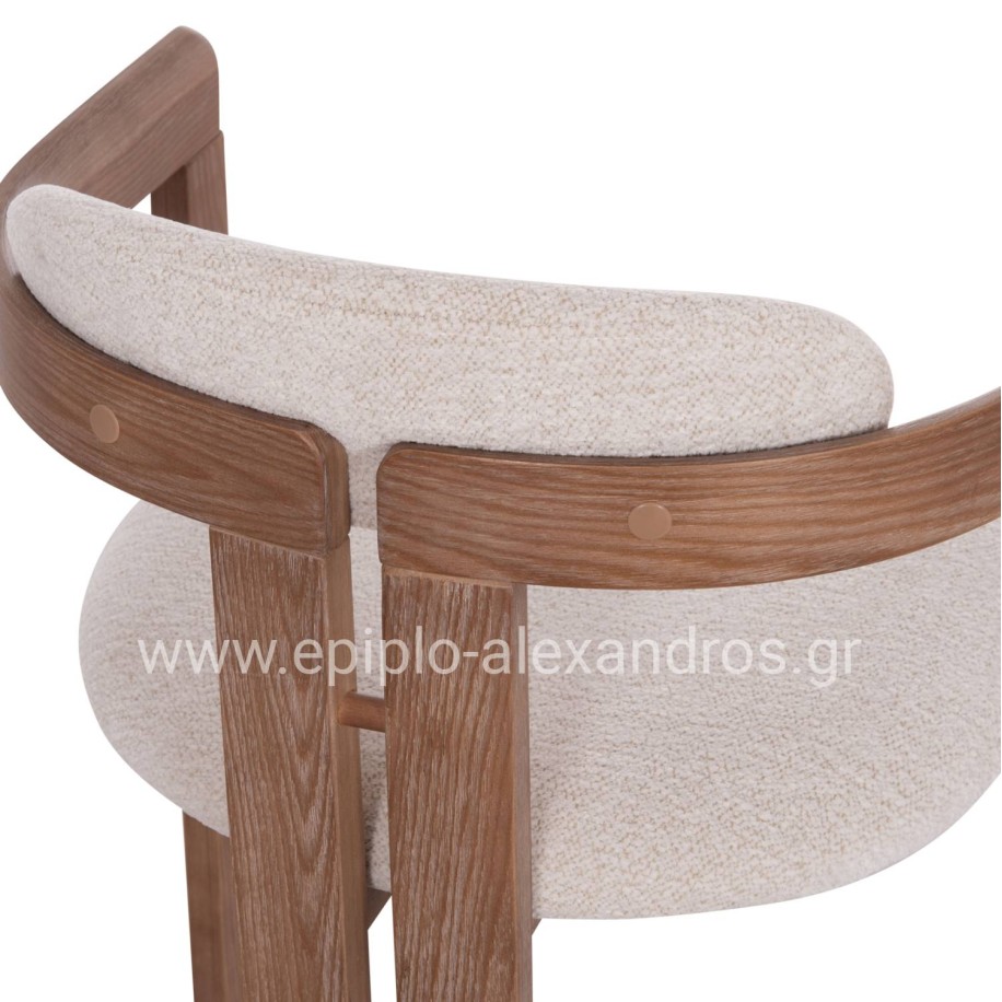 DINING CHAIR KALL HM18247.01 BEIGE FABRIC--MATTE WHITEWASH PLYWOOD 56x45x73Hcm.