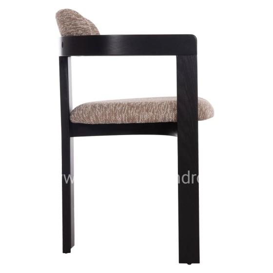 DINING CHAIR KALL HM18247.02 BROWN FABRIC--PLYWOOD IN BLACK 56x45x73Hcm.