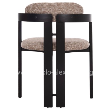 DINING CHAIR KALL HM18247.02 BROWN FABRIC--PLYWOOD IN BLACK 56x45x73Hcm.