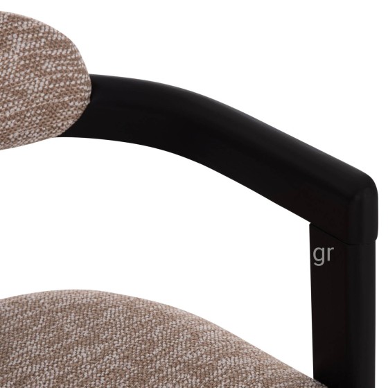 DINING CHAIR KALL HM18247.02 BROWN FABRIC--PLYWOOD IN BLACK 56x45x73Hcm.