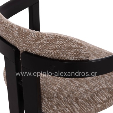 DINING CHAIR KALL HM18247.02 BROWN FABRIC--PLYWOOD IN BLACK 56x45x73Hcm.