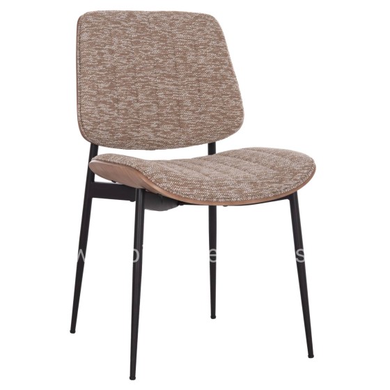 DINING CHAIR CONTI HM9983.01 BLACK METAL--BROWN FABRIC 49x56x82Hcm.