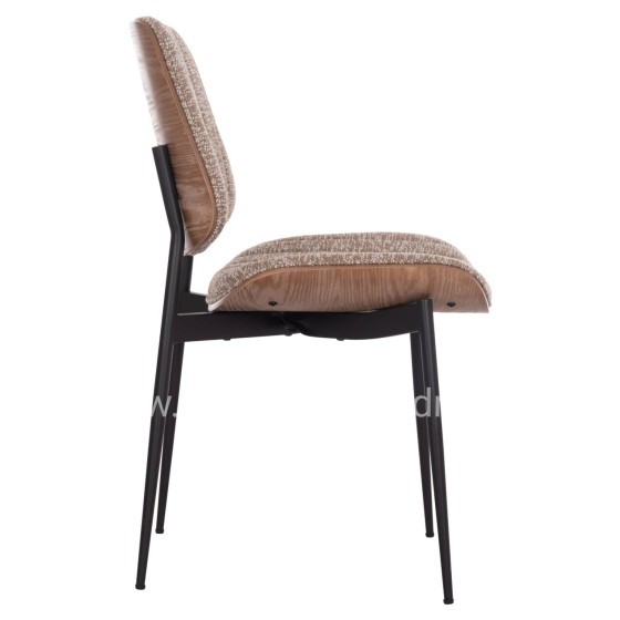 DINING CHAIR CONTI HM9983.01 BLACK METAL--BROWN FABRIC 49x56x82Hcm.