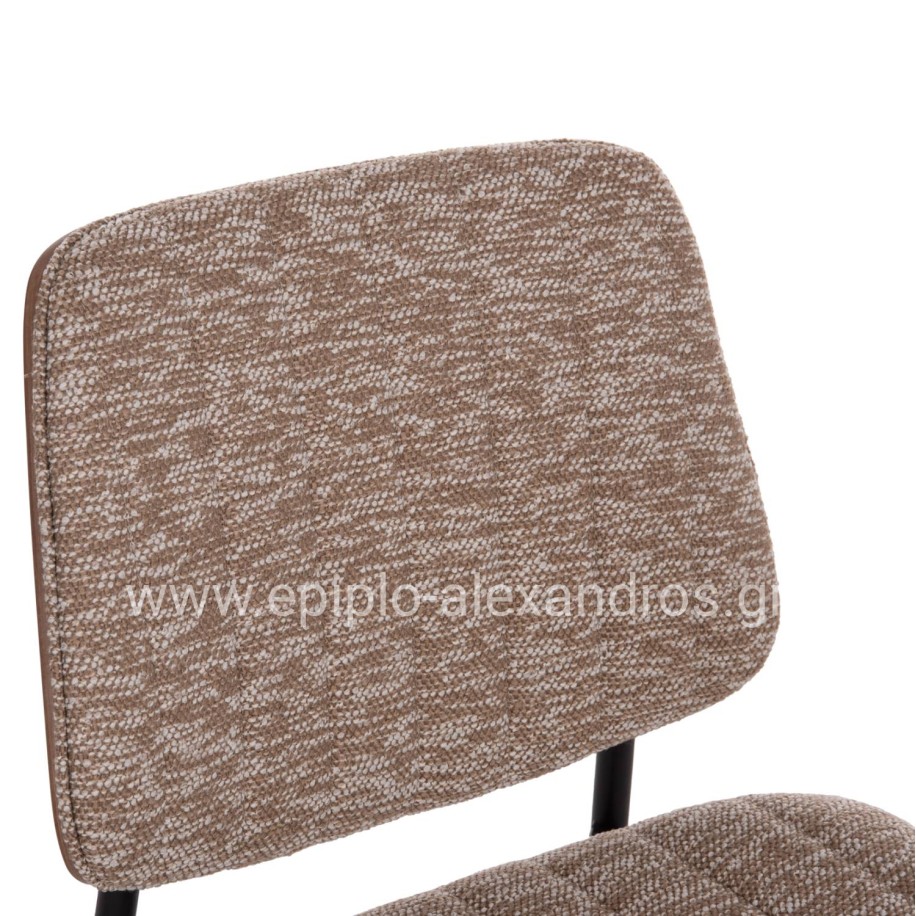 DINING CHAIR CONTI HM9983.01 BLACK METAL--BROWN FABRIC 49x56x82Hcm.