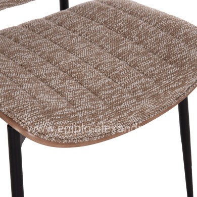 DINING CHAIR CONTI HM9983.01 BLACK METAL--BROWN FABRIC 49x56x82Hcm.