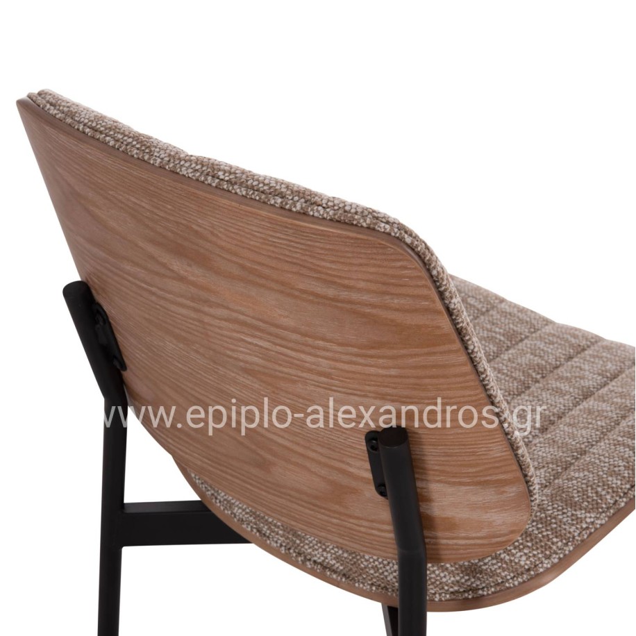 DINING CHAIR CONTI HM9983.01 BLACK METAL--BROWN FABRIC 49x56x82Hcm.