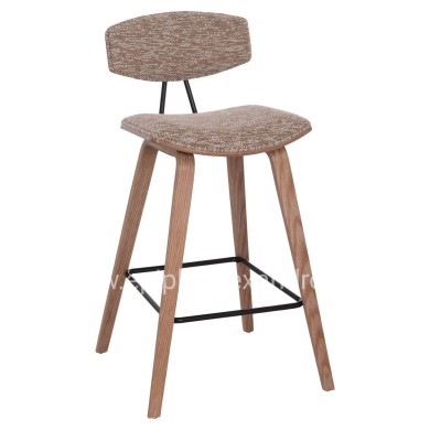 BAR STOOL MED.HEIGHT INOVER HM9984.01 PLYWOOD IN WHITEWASH--BROWN FABRIC 50x48x90Hcm.