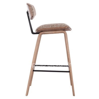 BAR STOOL MED.HEIGHT INOVER HM9984.01 PLYWOOD IN WHITEWASH--BROWN FABRIC 50x48x90Hcm.