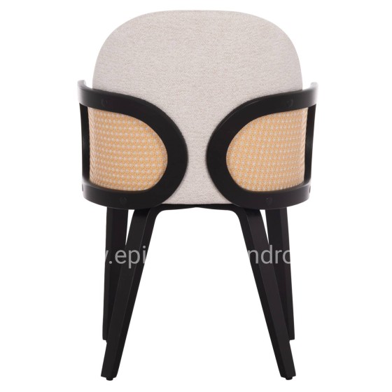 DINING CHAIR BECKER HM18246.02 PLYWOOD IN BLACK--ECRU FABRIC 54x62x79Hcm.