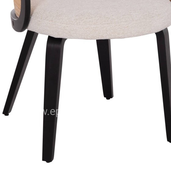 DINING CHAIR BECKER HM18246.02 PLYWOOD IN BLACK--ECRU FABRIC 54x62x79Hcm.