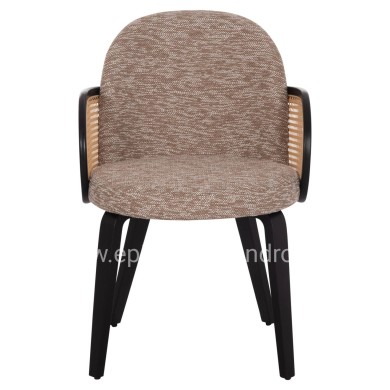 DINING CHAIR BECKER HM18246.03 PLYWOOD IN BLACK--FABRIC IN BROWN 54x62x79Hcm.