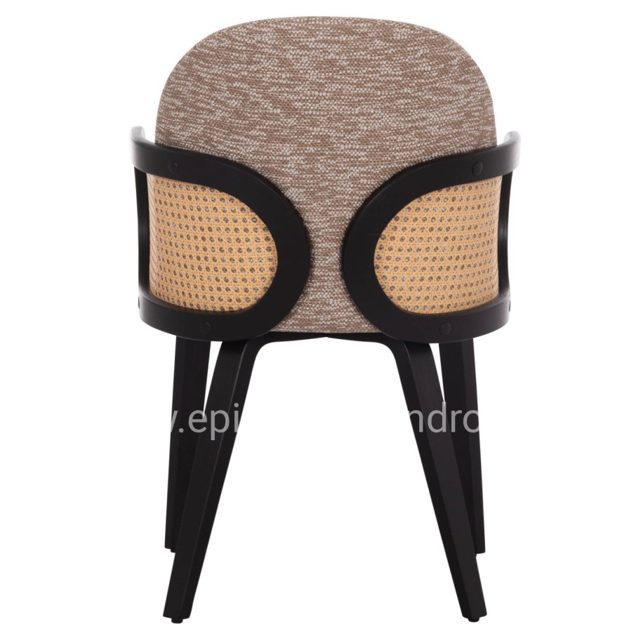 DINING CHAIR BECKER HM18246.03 PLYWOOD IN BLACK--FABRIC IN BROWN 54x62x79Hcm.