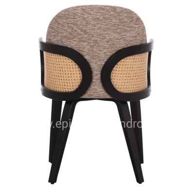 DINING CHAIR BECKER HM18246.03 PLYWOOD IN BLACK--FABRIC IN BROWN 54x62x79Hcm.