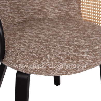 DINING CHAIR BECKER HM18246.03 PLYWOOD IN BLACK--FABRIC IN BROWN 54x62x79Hcm.