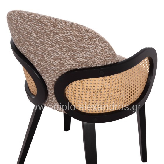 DINING CHAIR BECKER HM18246.03 PLYWOOD IN BLACK--FABRIC IN BROWN 54x62x79Hcm.