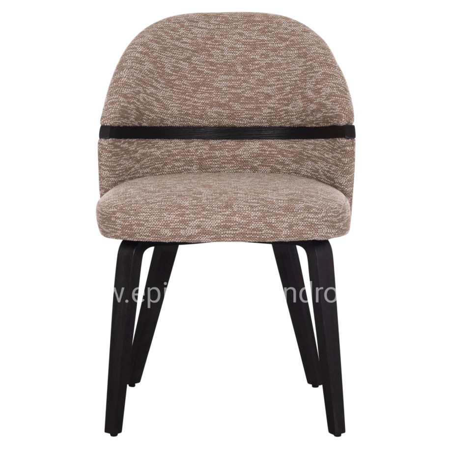 DINING CHAIR DEKKER HM18249.03 PLYWOOD IN BLACK--FABRIC IN BROWN 50x60x80Hcm.