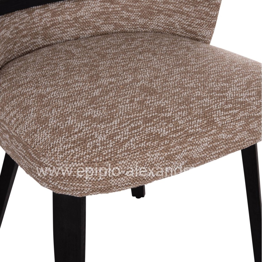 DINING CHAIR DEKKER HM18249.03 PLYWOOD IN BLACK--FABRIC IN BROWN 50x60x80Hcm.