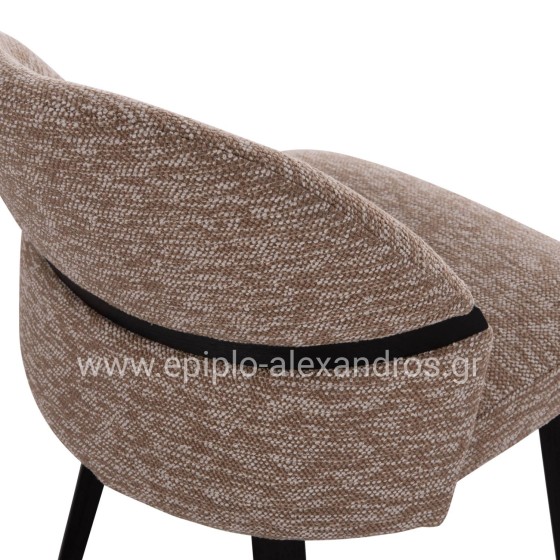 DINING CHAIR DEKKER HM18249.03 PLYWOOD IN BLACK--FABRIC IN BROWN 50x60x80Hcm.