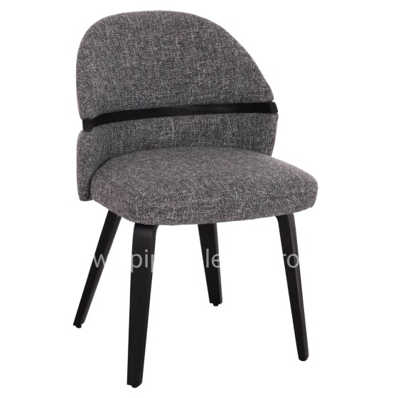 DINING CHAIR DEKKER HM18249.02 PLYWOOD IN BLACK--FABRIC IN GREY 50x60x80Hcm.