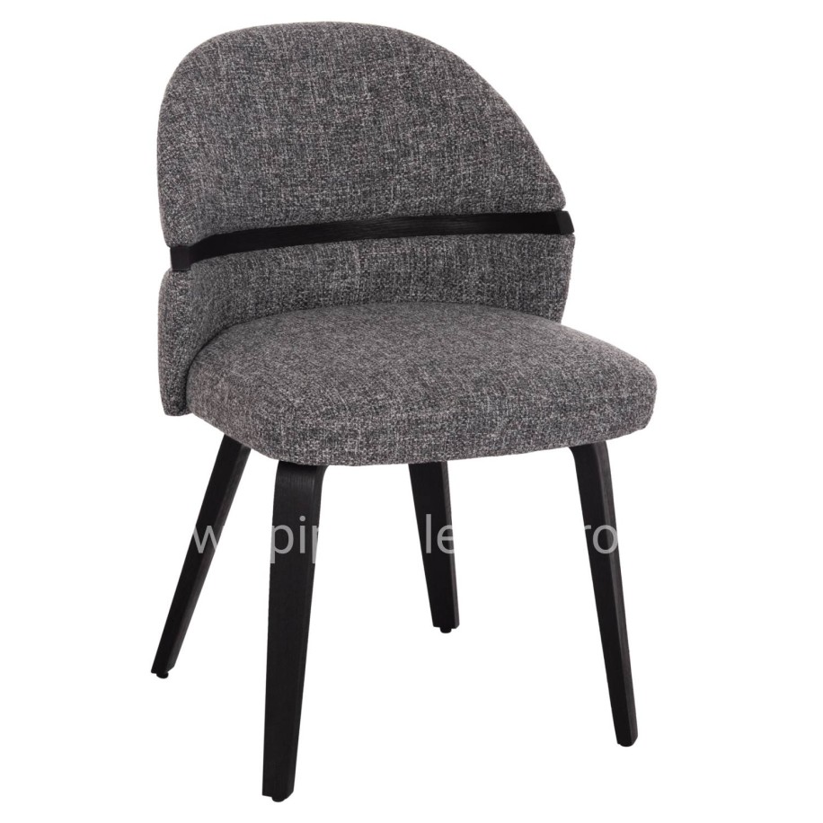 DINING CHAIR DEKKER HM18249.02 PLYWOOD IN BLACK--FABRIC IN GREY 50x60x80Hcm.
