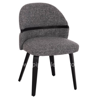 DINING CHAIR DEKKER HM18249.02 PLYWOOD IN BLACK--FABRIC IN GREY 50x60x80Hcm.