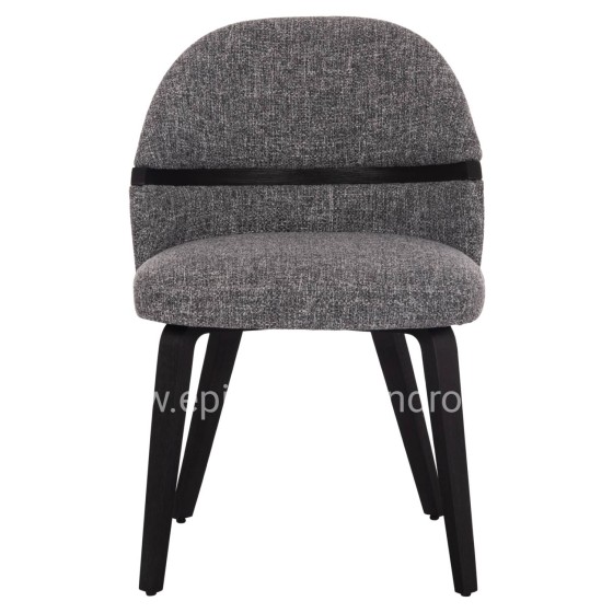 DINING CHAIR DEKKER HM18249.02 PLYWOOD IN BLACK--FABRIC IN GREY 50x60x80Hcm.