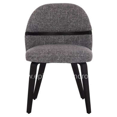 DINING CHAIR DEKKER HM18249.02 PLYWOOD IN BLACK--FABRIC IN GREY 50x60x80Hcm.