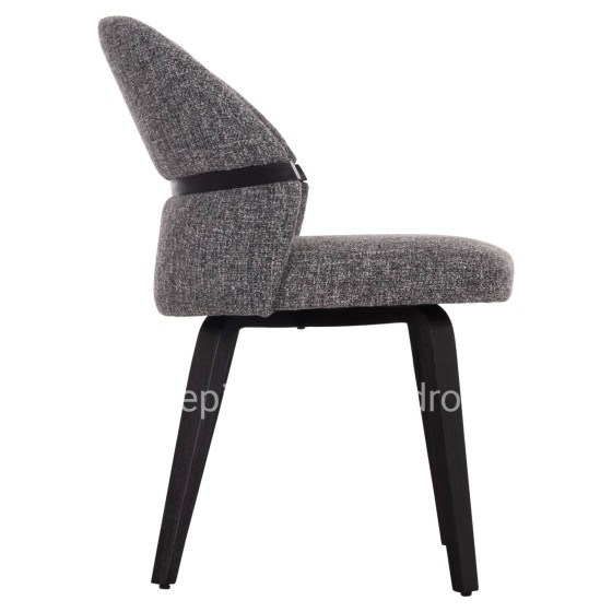 DINING CHAIR DEKKER HM18249.02 PLYWOOD IN BLACK--FABRIC IN GREY 50x60x80Hcm.