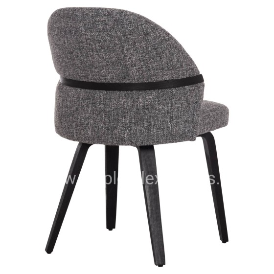 DINING CHAIR DEKKER HM18249.02 PLYWOOD IN BLACK--FABRIC IN GREY 50x60x80Hcm.