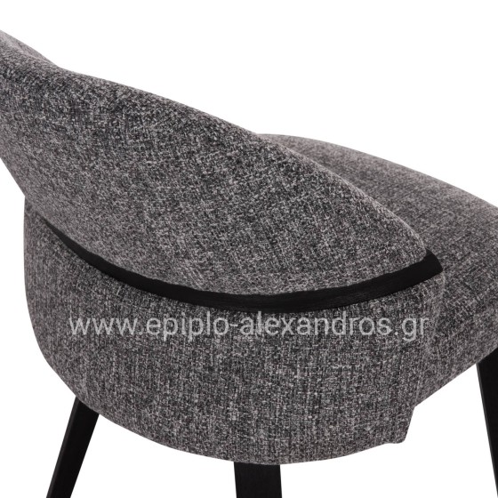 DINING CHAIR DEKKER HM18249.02 PLYWOOD IN BLACK--FABRIC IN GREY 50x60x80Hcm.
