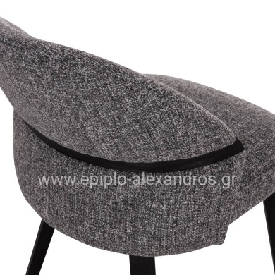 DINING CHAIR DEKKER HM18249.02 PLYWOOD IN BLACK--FABRIC IN GREY 50x60x80Hcm.