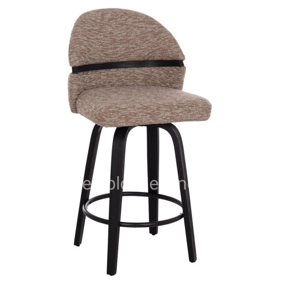 BAR STOOL SWIVEL DEKKER HM18250.02 PLYWOOD IN BLACK--FABRIC IN BROWN 48x54x96Hcm.