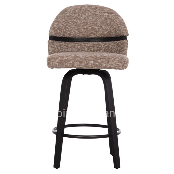 BAR STOOL SWIVEL DEKKER HM18250.02 PLYWOOD IN BLACK--FABRIC IN BROWN 48x54x96Hcm.