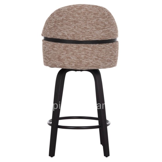 BAR STOOL SWIVEL DEKKER HM18250.02 PLYWOOD IN BLACK--FABRIC IN BROWN 48x54x96Hcm.