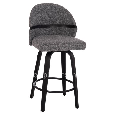 BAR STOOL SWIVEL DEKKER HM18250.03 PLYWOOD IN BLACK--FABRIC IN GREY 48x54x96Hcm.