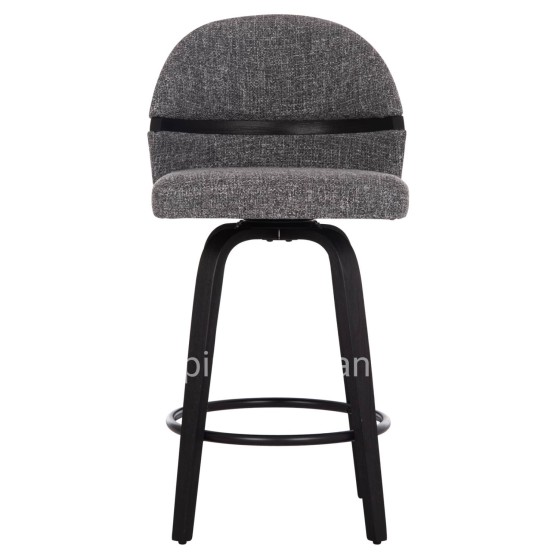 BAR STOOL SWIVEL DEKKER HM18250.03 PLYWOOD IN BLACK--FABRIC IN GREY 48x54x96Hcm.