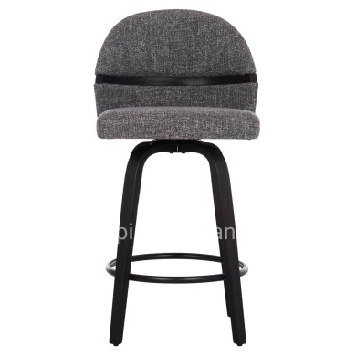 BAR STOOL SWIVEL DEKKER HM18250.03 PLYWOOD IN BLACK--FABRIC IN GREY 48x54x96Hcm.